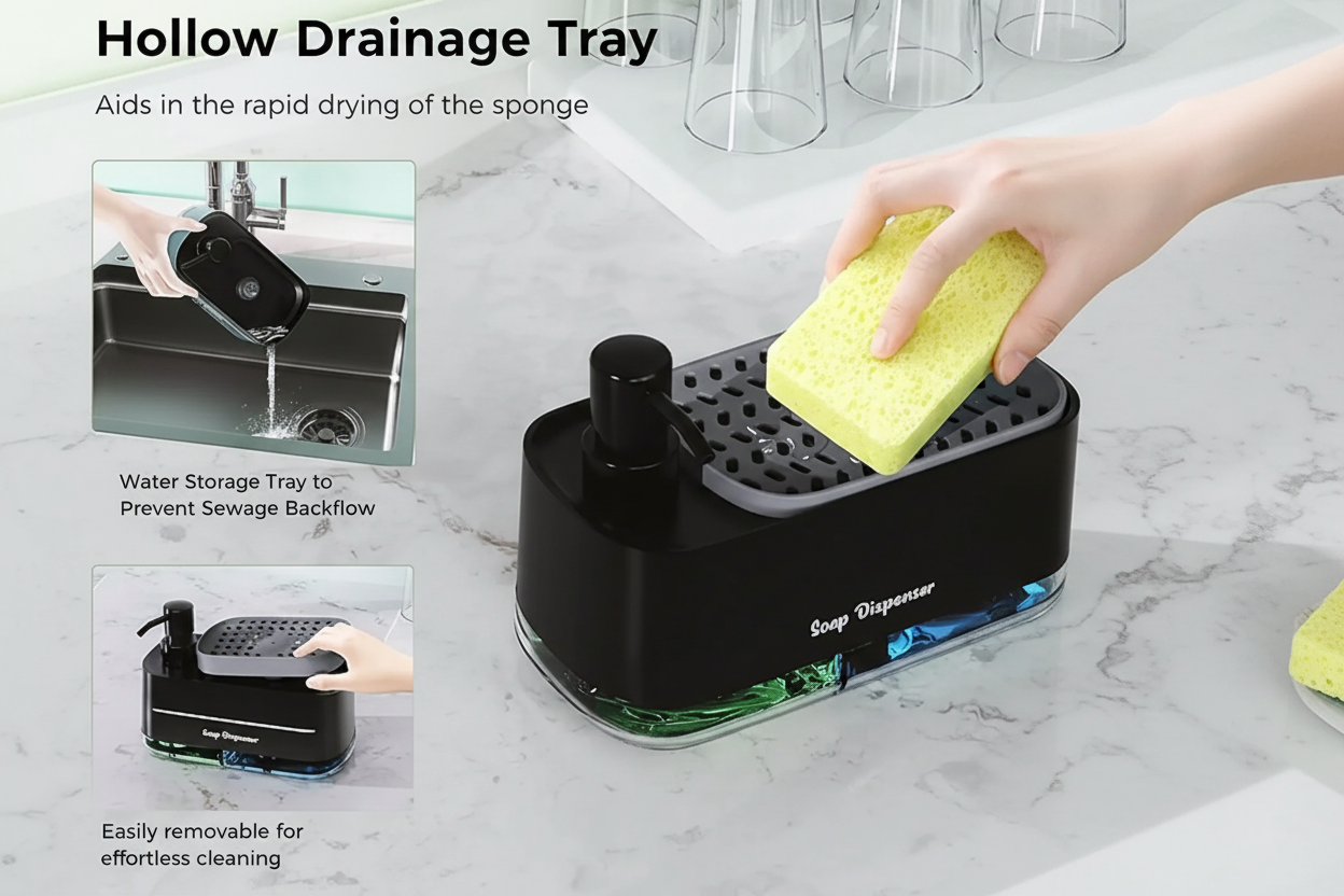 Dual Clean Soap Dispenser with Sponge Holder