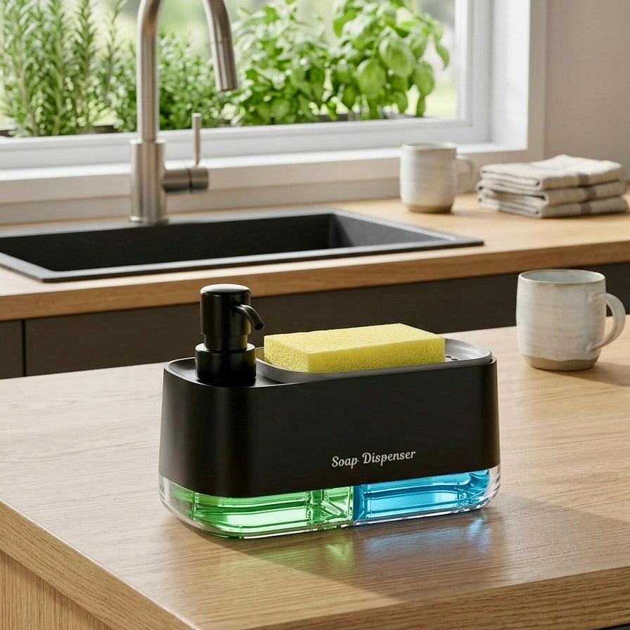 Dual Clean Soap Dispenser with Sponge Holder
