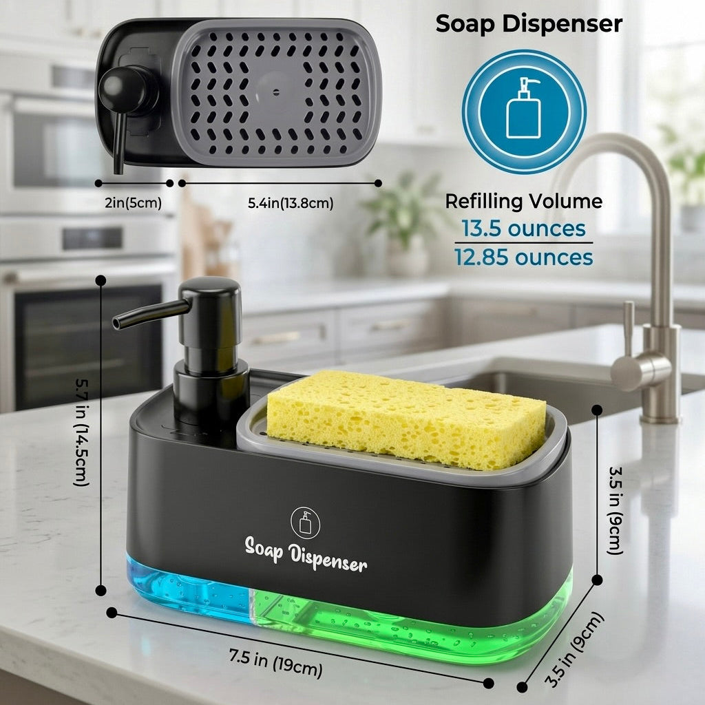 Dual Clean Soap Dispenser with Sponge Holder