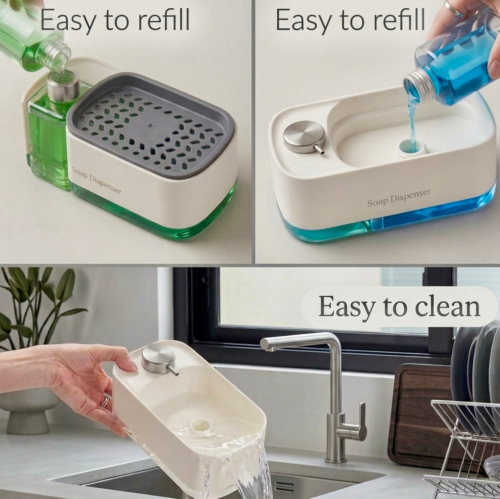 Dual Clean Soap Dispenser with Sponge Holder