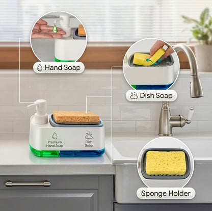 Dual Clean Soap Dispenser with Sponge Holder