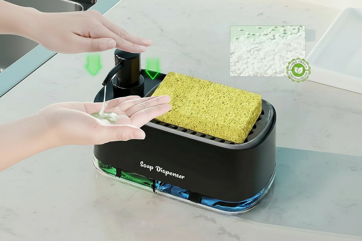 Dual Clean Soap Dispenser with Sponge Holder